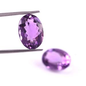 Pierre précieuse naturelle de qualité supérieure, améthyste brésilienne ovale 16x12 mm, pierre brute de la marque SGM pour la fabrication de bijoux - Product Image 1