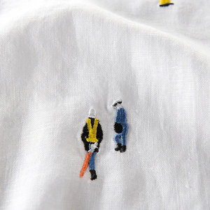 Camiseta de Moda con Bordado, Manga Corta, Algodón, Estilo Urbano, Cómoda para Uso Diario - Product Image 5