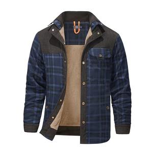 Veste chemise en cuir à carreaux rétro pour homme, coupe-vent décontracté à manches longues pour l'hiver et l'automne, col à revers, style moto, grande taille - Product Image 6