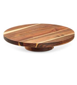 Soporte redondo de madera de acacia para tartas de boda, plato de madera para servir aperitivos y postres (12,75 pulgadas) - Product Image 1