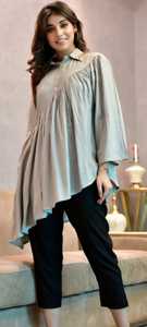 Meilleure qualité coton tissu imprimé fleuri Design à la mode haut manches longues femmes filles magnifiquement conçu débardeur style haut - Product Image 2