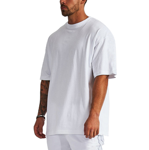 Camiseta de algodón en blanco de 300gsm, camiseta de gran tamaño con estampado 3D de hombros caídos, camisetas de peso pesado con impresión de calidad personalizada - Product Image 1