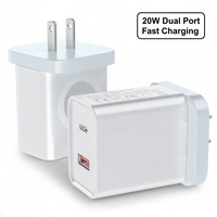 Chargeur mural rapide HNT Wholesale GaN 20W double port PD QC30 avec prises UK/US/EU, compatible OEM, écologique, compatible avec Apple Watch