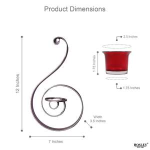 Iron Red Glass <b>Tealight</b> Candle <b>Holders</b> for Christmas Home Decoration Handmade - Product Image 3