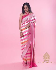 Banarasi-<span class=keywords><strong>saree</strong></span> de seda jacquard con blusa para mujer, ropa de fiesta para diario, de algodón suave, venta al por mayor, precio bajo - Product Image 2