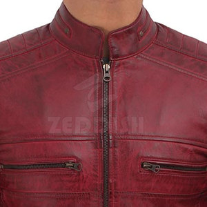 Fall Winter Men's Genuine Cow Skin Leather Jacket with <b>Stand</b> Collar Breathable Design for Outdoor Activities - Product Image 6