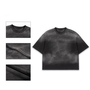 100% coton surdimensionné O-cou T-Shirt pour hommes Logo personnalisé impression respirant grande taille Vintage été t-shirts - Product Image 4