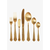 Couteau à dîner finition argent solide ensemble cuillère et fourchette en acier inoxydable Vintage couverts ensemble avec manche en bois pour les repas