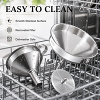 Ensemble d'entonnoirs en acier inoxydable 304 avec filtre amovible pour huile, vin, liquides, entonnoir de cuisine en métal de qualité alimentaire