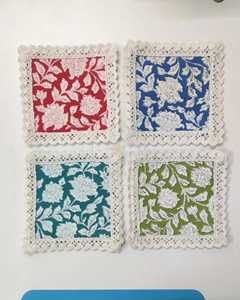 Ensemble de sous-verres en tissu imprimé bloc fait main pour thé Tapis écologique et tampons Collection de sous-verres confortables pour tasses à thé - Product Image 4