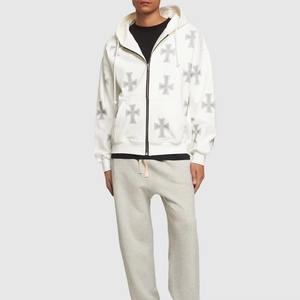 Top vente strass à capuche Streetwear automne hiver vêtements pull strass brillant Logo sérigraphié fermeture éclair polaire à capuche - Product Image 1