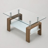 Table basse moderne et durable avec plateau en verre trempé et structure en acier inoxydable pour le salon, meubles de luxe élégants