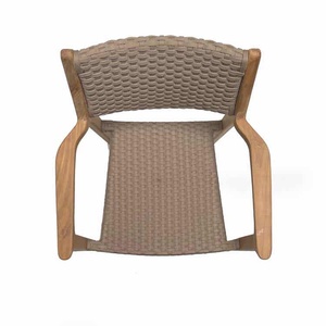 Silla de comedor Browy con brazos, hecha de madera de teca maciza con cuerda tejida y material de alta calidad para uso en interiores y exteriores. - Product Image 2