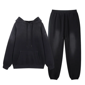 Chándal de dos piezas con lavado ácido para mujer, traje de jogging de lavado ácido de lana de algodón, conjuntos para hombre, traje de Yoga con lavado ácido en SAMMY WEARS - Product Image 2