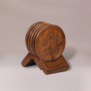 Juego de Posavasos de Madera de Acacia Hechos a Mano, Diseño Geométrico Moderno, Posavasos de Primera Calidad de 5 mm de Grosor, Estilo Clásico - Product Image 6