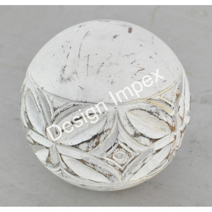 Bola blanca pintada a mano Bolas de madera natural de la India Bola de madera decorativa Pantalla antideslizante Escritorio de oficina Pisapapeles y objetos - Product Image 4