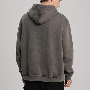 Sudadera con capucha de lavado ácido de gran tamaño para hombre con precio directo de fábrica de alta calidad, Vintage Jersey de estilo, ropa de calle, Top para hombre - Product Image 4