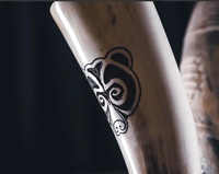 Articles artisanaux en corne de buffle naturelle ronde, logo personnalisé, 2026, tasse à boire en corne de buffle naturelle, artisanat animal écologique
