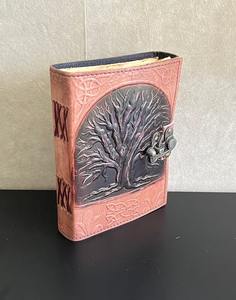 Handmade 200-Page Leather Journal Vintage Style Tree of <b>Life</b> Embossed Pure Natural Thread Sewn with Spiral Saddle Stitch Binding - Product Image 4
