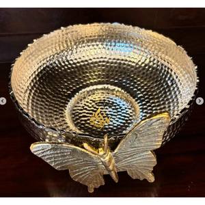 Cuenco de chocolate moderno con soporte de metal Acabado en oro Último diseño de tendencia para el cuenco dulce árabe de forma redonda de Oriente Medio - Product Image 3