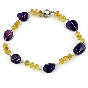 Collier de perles en cristal d'améthyste et de citrine pour bijoux féminins - Product Image 1