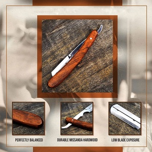 Rasoir à lame unique personnalisé avec logo, non électrique, durable, réutilisable, en bois, fabriqué au Pakistan, pour hommes, usage en salon de coiffure, en acier inoxydable - Product Image 4