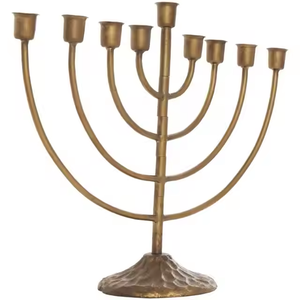 Le candélabre moderne en métal massif Judaica Hanukkah Menorah 9 ramifié est un bougeoir décoratif par décor impex - Product Image 2