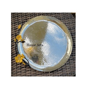 Lot de 3 plateaux de service en acier inoxydable de différentes tailles, chocolats martelés, dattes, pour usage domestique - Product Image 5
