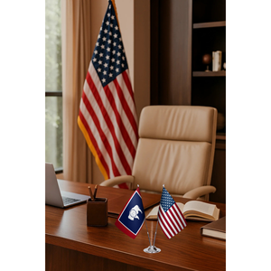 Drapeau personnalisé du Wyoming, États-Unis, imprimé numériquement, style fanion, avec mât en aluminium, en feutre de coton et tissu en nylon - Product Image 3