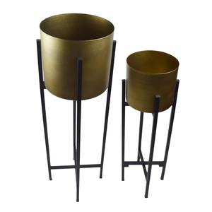 Jardinière ronde en fer attrayant de qualité standard avec support blanc pliable et pots de fleurs en métal couleur or - Product Image 6