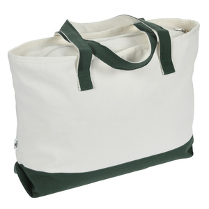 Large Cotton <b>Canvas</b> Zipper Tote Bag Eco-Friendly Solid Color Reusable Shopping Bag Custom Logo Portable All Seasons Travel Use - Product Image 2