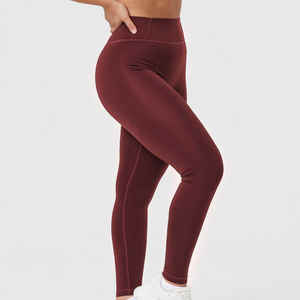 Leggings d'entraînement taille haute pour femmes de nouveau Style avec conception de découpe latérale jambes tricotées sans couture pantalon de Yoga en polaire de haute qualité - Product Image 3