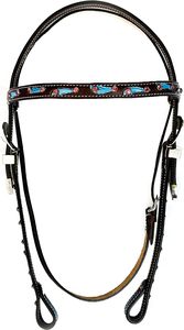 Venta al por mayor Tooled Headstall Horse Breast Collar Western Bridle Sets Printed Leather Breast Collar and Bridle Marca CEVALBRIDO - Product Image 2