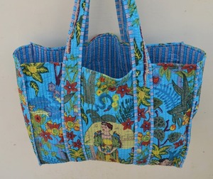 Main bloc imprimé indien à la main coton Shopping sac fourre-tout femmes sac fourre-tout à la main bloc imprimé matelassé sac à bandoulière' - Product Image 6