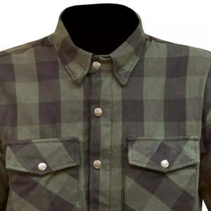 Vente en gros Chemise en flanelle personnalisée Chemise de moto rembourrée avec doublure en aramide Bouches d'aération sous les bras Doublure en maille Tissu en coton ciré - Product Image 2