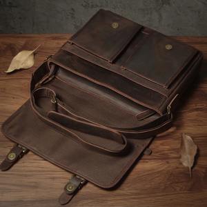 Bolso de Pecho Retro Hecho a Mano, Moderno, Unisex, de Cuero Genuino, Multifuncional, con Cremallera, Portátil, Grande - Product Image 2