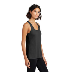 Débardeur de sport pour femmes noires, tissu extensible respirant, haut de yoga et de fitness, impression de logo personnalisée disponible - Product Image 4