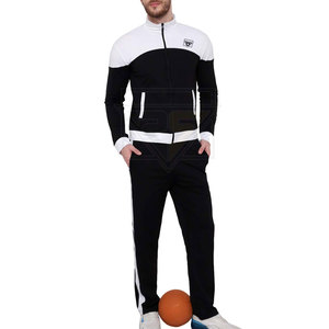 Haute qualité hommes survêtement pas cher prix 100% coton hommes survêtement rayures latérales pantalon col vestes survêtements pour hommes - Product Image 4