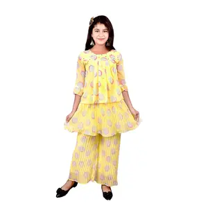 High on Demand New Design Girls Clothing Kurti Plazzo Set for Festive Wear Use from Indian Exporter