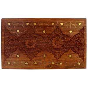 กล่องเครื่องประดับทรงสี่เหลี่ยมแกะสลักทำจากไม้สีน้ำตาลสำหรับงานหัตถกรรมสไตล์งานทำจากทองเหลืองเป็นของขวัญพิเศษ - Product Image 2