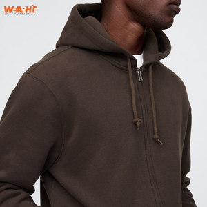 Sweat-shirt à capuche unisexe Basics 100% coton mélangé personnalisé marron sweat-shirt zippé avec logo délavé techniques de teinture par cravate imprimé teint uni hiver - Product Image 4