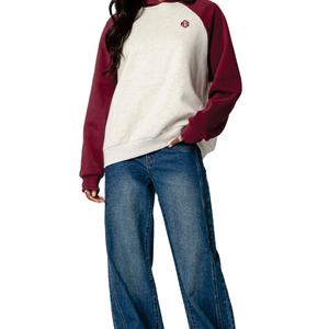 Wholesale Custom Raglan Pullover Hoodies Women Two Tone-Pullover <b>Sweatshirt</b> Custom Logo OEM Plain Casual Hoodies USA Brands - Product Image 3