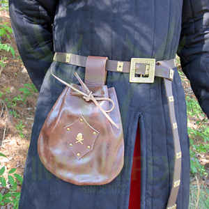 Hot bán 3 inch vành đai Vòng thiết kế mới phong cách Handmade nâu da cướp biển Pouch với Jolly <span class=keywords><strong>Roger</strong></span> biểu tượng da thủ công mỹ nghệ - Product Image 6