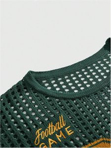 Camiseta de punto de estilo urbano para hombre, Camiseta con estampado de texto a la moda para hombre, Camiseta de punto ligera con estampado de letras, Camiseta de punto para hombre - Product Image 2