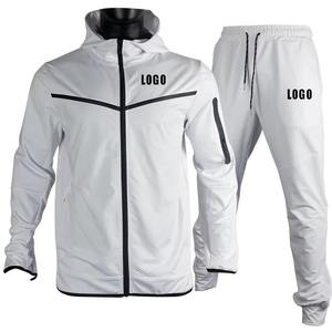 Conjunto de chándal de dos piezas de lana Conjunto de chándal clásico con puños acanalados Chándal transpirable de lana tecnológica Sudadera estampada - Product Image 6