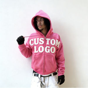 Sweat-shirts tendance rose vif personnalisés pour hommes, logo personnalisé, coupe ample, 100% coton French Terry avec poche, sweat-shirts décontractés pour hommes - Product Image 1