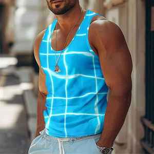 Camiseta sin mangas de verano 2025 con estampado 3D informal para hombre, Chaleco de punto transpirable de secado rápido - Product Image 5