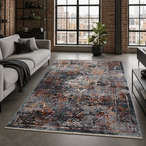 Alfombra Lavable Tradicional Saruk Pewter RW7027 de Rug Weavers, Venta al por Mayor, Chenilla Lavable, 10 Tamaños - Product Image 1