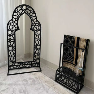Support de tapis de prière islamique en bois, arche de mosquée, décoration de sol, décoration de la maison pour le Ramadan et l'Aïd, support de rangement Janamaz, fournitures - Product Image 1