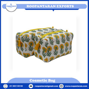 2026 Hot Selling Direct Manufacturer Dholamaru Flower Hand Block Printed Cotton Canvas Cosmetic Bags for Sale - Product Image 6